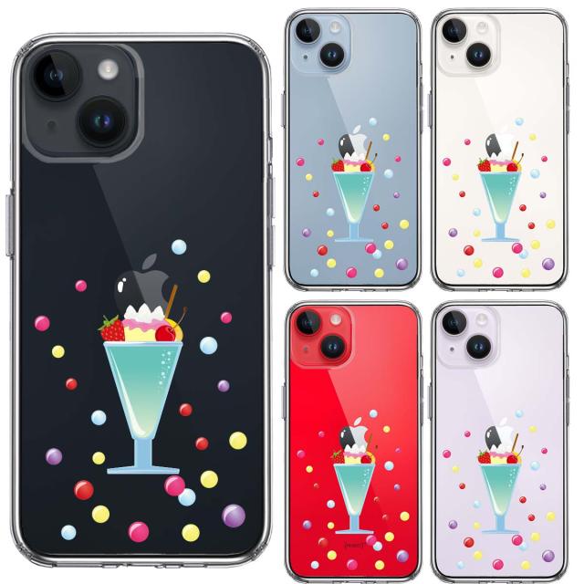 iPhone14Plus ケース クリア サンデー パフェ スマホケース 側面ソフト 背面ハード ハイブリッド 送料無料-1