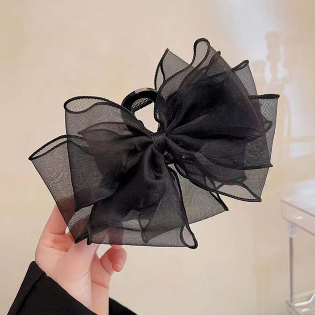 リボンヘアクリップ 大きめ黒 レディース 送料無料 即日発送-7