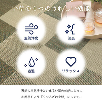 ラグ 国産 い草ラグ い草花ござ カーペット 約261×261cm 江戸間4.5畳 おしゃれ ブロック調 ブロック 送料無料-3