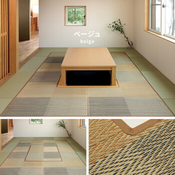 ラグ 掘りごたつ対応 い草ラグ 約191×300cm 裏貼り ブルー 市松模様 送料無料-6