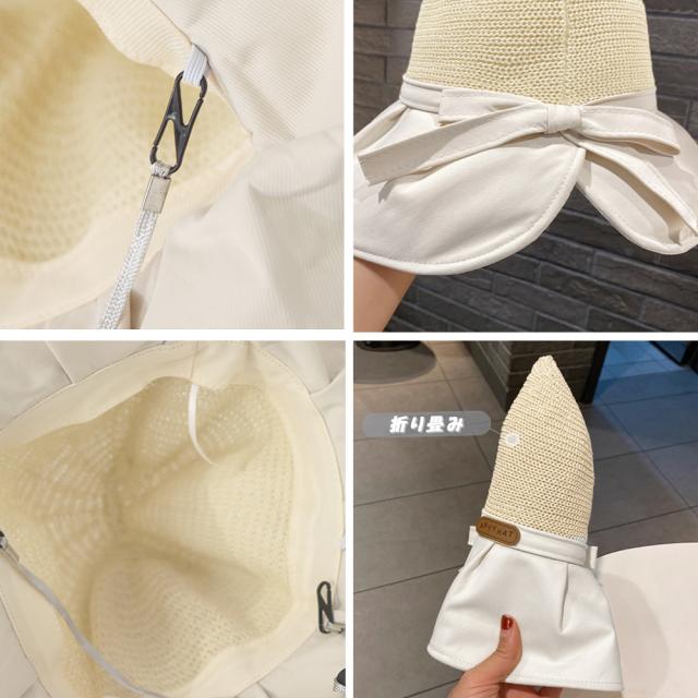 日焼け防止帽子 レディースストローハット 送料無料 即日発送-3