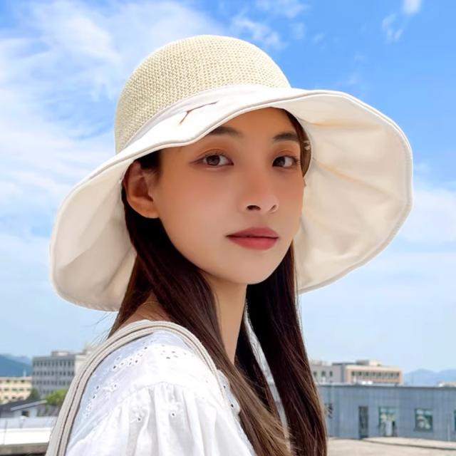 日焼け防止帽子 レディースストローハット 送料無料 即日発送-7