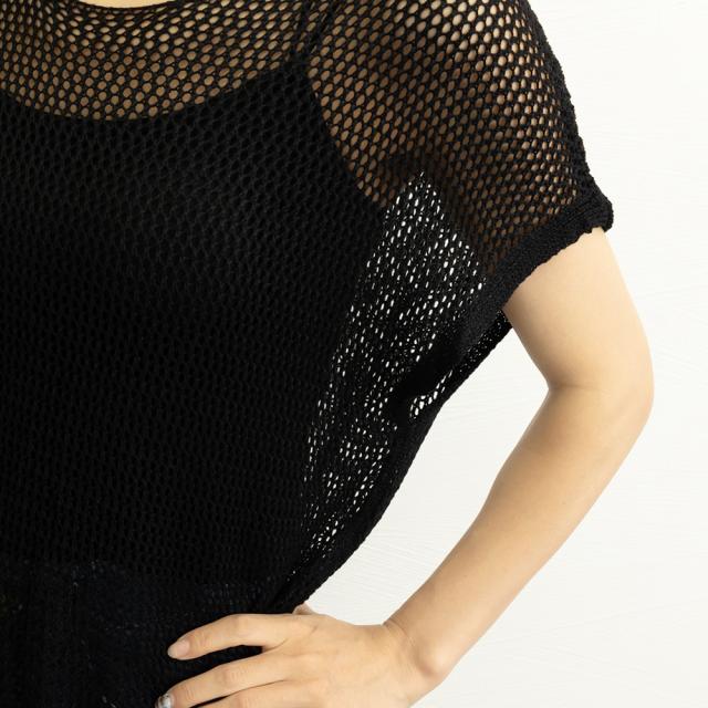 メッシュトップス 半袖サマーニット 送料無料 即日発送-9
