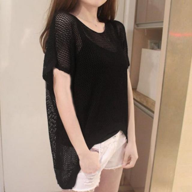メッシュトップス 半袖サマーニット 送料無料 即日発送-4