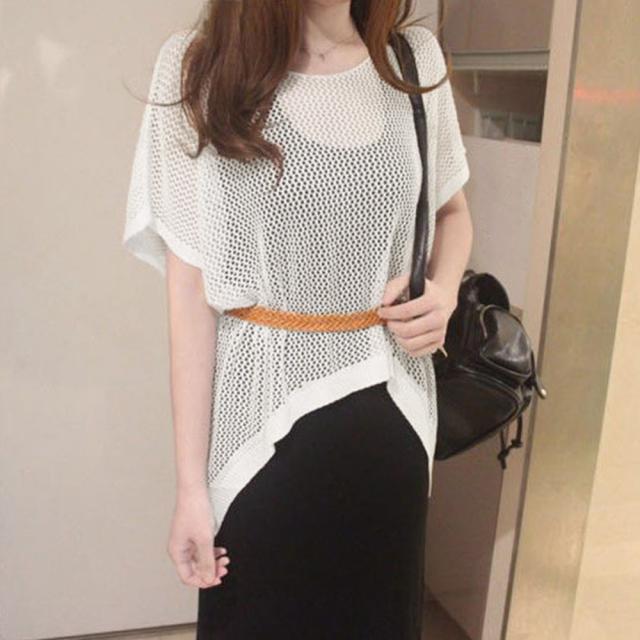 メッシュトップス 半袖サマーニット 送料無料 即日発送-5