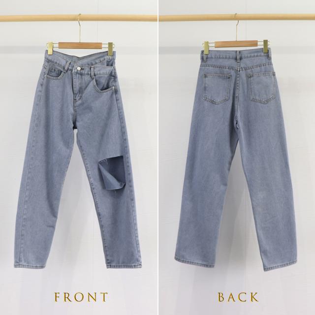 ダメージデニムパンツ レディース 送料無料 即日発送-2