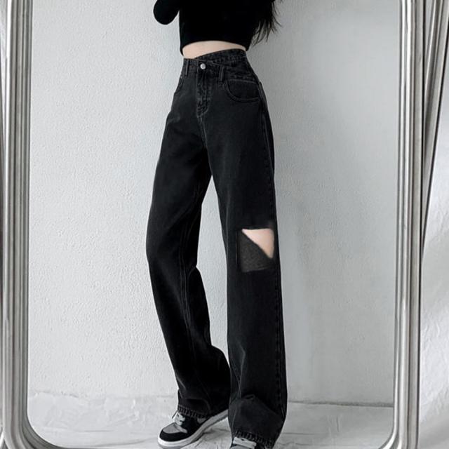 ダメージデニムパンツ レディース 送料無料 即日発送-4