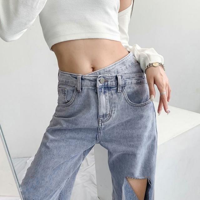 ダメージデニムパンツ レディース 送料無料 即日発送-8