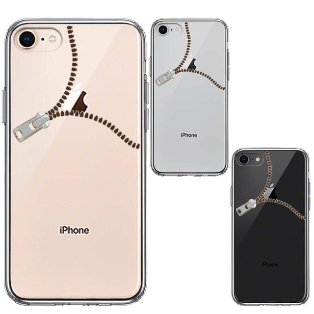 iPhone8 ケース クリア ジッパー スマホケース 側面ソフト 背面ハード ハイブリッド  送料無料-1