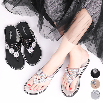 フラワートングサンダル レディース 夏靴 送料無料 即日発送-0