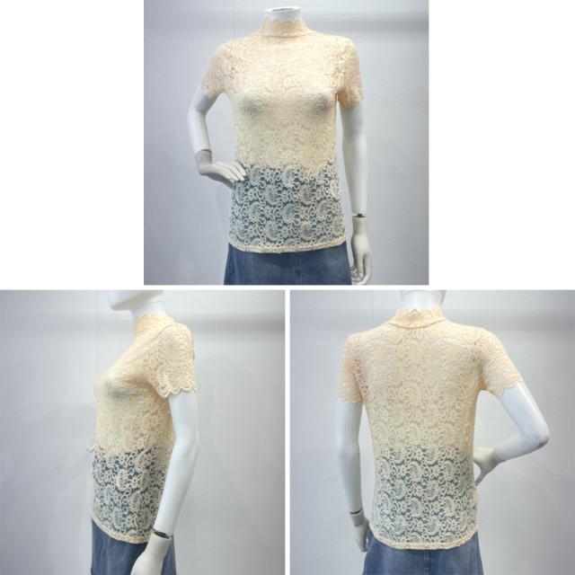 ハイネック 総レース花柄トップス 送料無料 即日発送-3