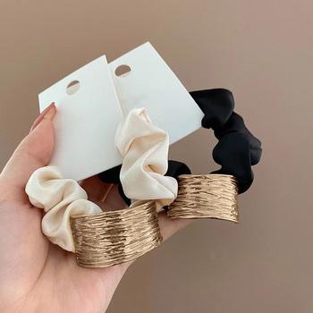 プレート付きシュシュ 大人っぽいヘアゴム 送料無料 即日発送-9