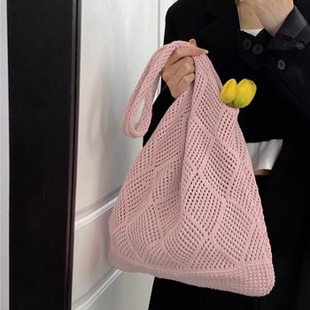 ニットバッグ 編み込み トートバッグ 送料無料 即日発送-8