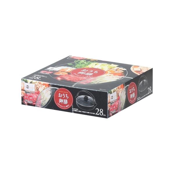 おうち御膳ふっ素加工IH対応ガラス蓋付すきやき鍋28cm 送料無料 即日発送-1