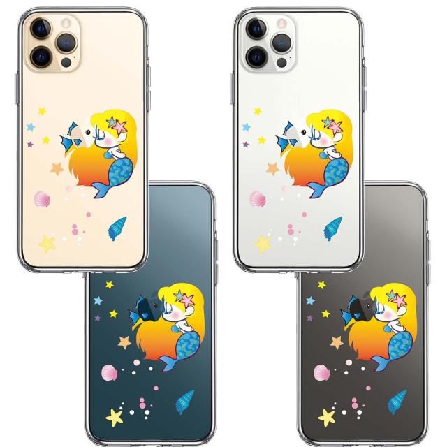 iPhone12Pro ケース クリア Young mermaid 3 人魚姫 マーメイド スマホケース 側面ソフト 背面ハード ハイブリッド  送料無料-1