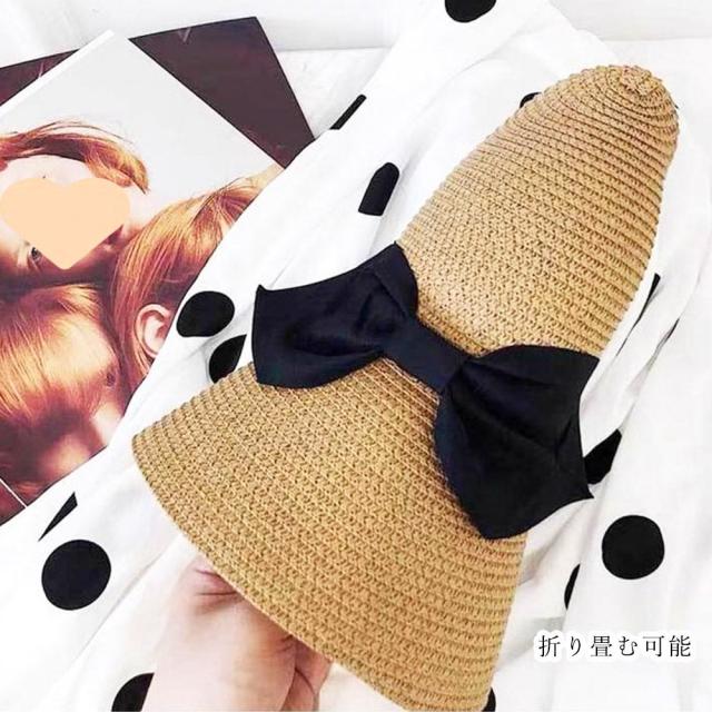 麦わら帽子 ストローハットリボン付き夏帽 送料無料 即日発送-3