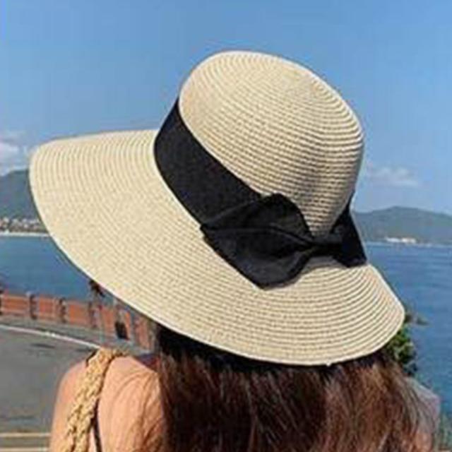 麦わら帽子 ストローハットリボン付き夏帽 送料無料 即日発送-6