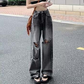 ダメージジーンズ レディースデニムパンツ 送料無料 即日発送-4