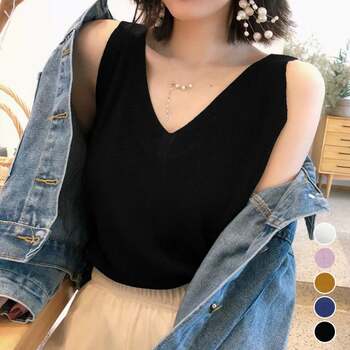 ニットタンクトップ Vネックサマーニット SK19561454-7027 送料無料 即日発送-0