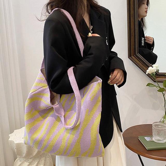 ニットバッグ トートバッグ 大容量かばん 送料無料 即日発送-5