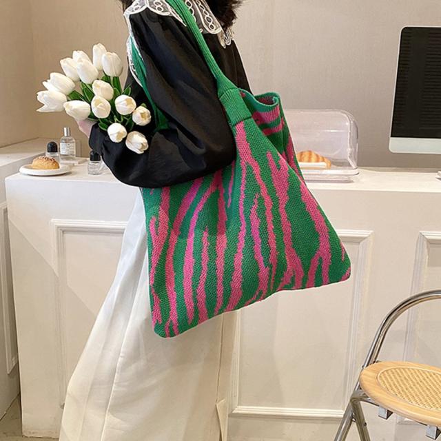 ニットバッグ トートバッグ 大容量かばん 送料無料 即日発送-6