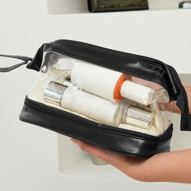 二段コスメポーチ クリア化粧ポーチ 自立 送料無料 即日発送-3