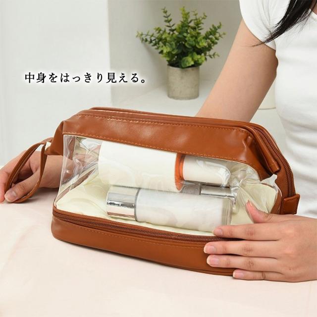 二段コスメポーチ クリア化粧ポーチ 自立 送料無料 即日発送-4