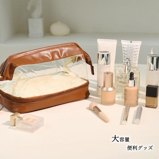 二段コスメポーチ クリア化粧ポーチ 自立 送料無料 即日発送-5