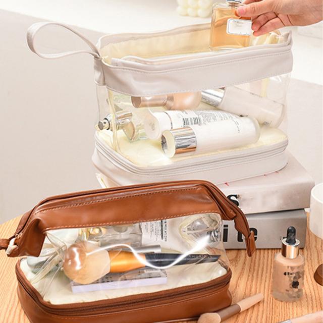 二段コスメポーチ クリア化粧ポーチ 自立 送料無料 即日発送-6