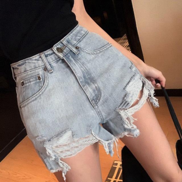 デニムショートパンツ ダメージレディース 送料無料 即日発送-1