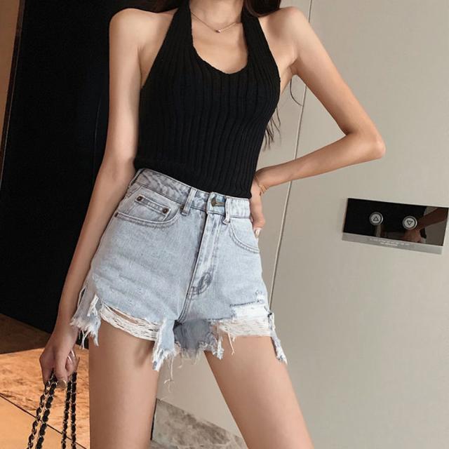 デニムショートパンツ ダメージレディース 送料無料 即日発送-3