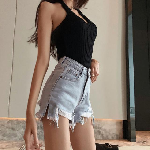 デニムショートパンツ ダメージレディース 送料無料 即日発送-4