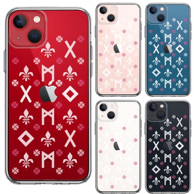 iPhone13mini ケース クリア ルーン 文字 ピンク スマホケース 側面ソフト 背面ハード ハイブリッド 送料無料-1