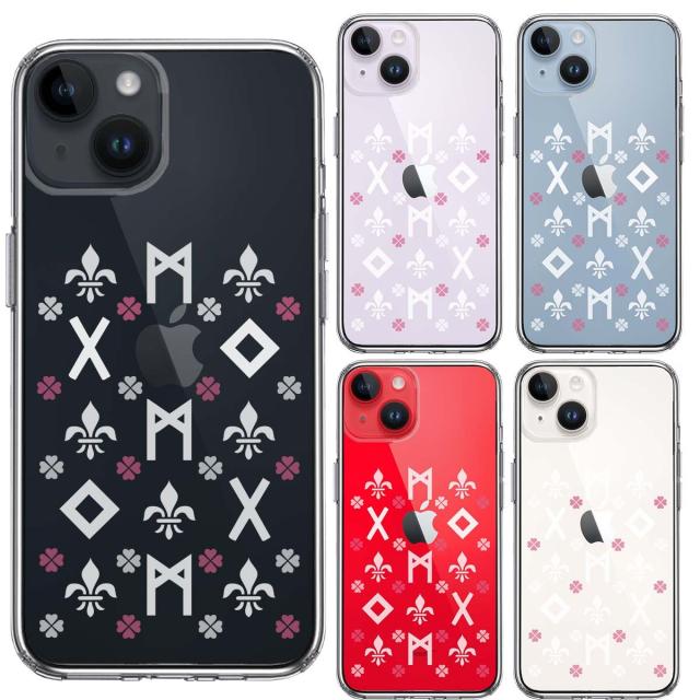 iPhone14 ケース クリア ルーン 文字 ピンク スマホケース 側面ソフト 背面ハード ハイブリッド 送料無料-1
