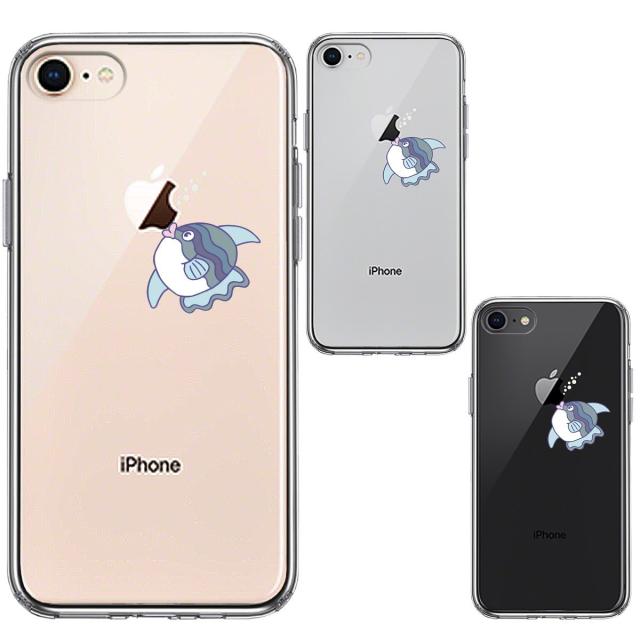 iPhone8 ケース クリア マンボウ りんごに チュッ スマホケース 側面ソフト 背面ハード ハイブリッド  送料無料-1