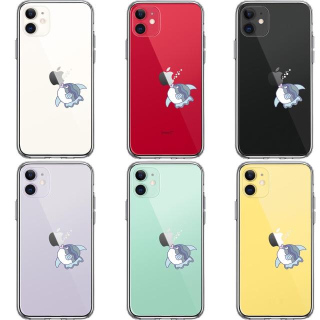 iPhone11 ケース クリア マンボウ りんごに チュッ スマホケース 側面ソフト 背面ハード ハイブリッド 送料無料-1