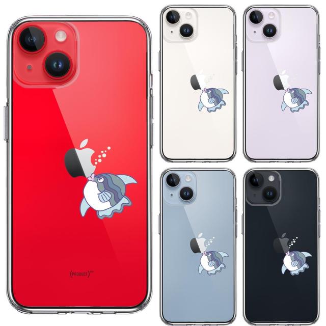 iPhone14Plus ケース クリア マンボウ りんごに チュッ スマホケース 側面ソフト 背面ハード ハイブリッド 送料無料-1