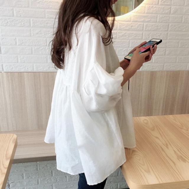 綿麻風ブラウス ペプラムブラウスきれいめ 送料無料 即日発送-7