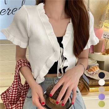 フリルカーディガン クロップドボレロ 夏 送料無料 即日発送-0