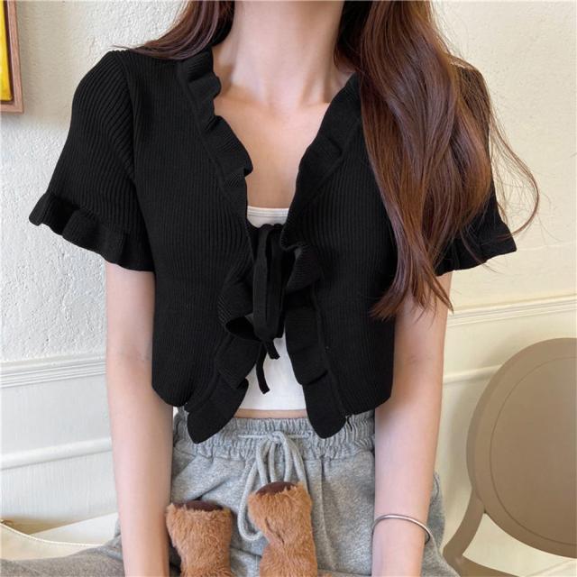 フリルカーディガン クロップドボレロ 夏 送料無料 即日発送-4