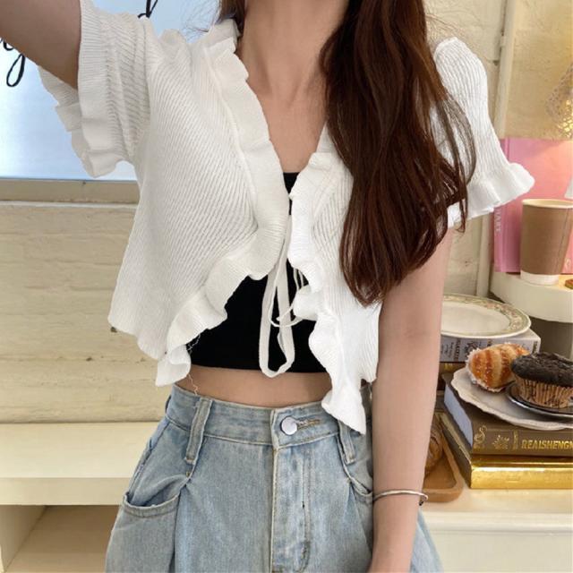 フリルカーディガン クロップドボレロ 夏 送料無料 即日発送-5
