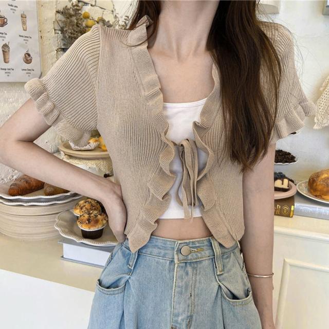 フリルカーディガン クロップドボレロ 夏 送料無料 即日発送-6