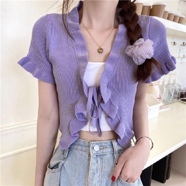 フリルカーディガン クロップドボレロ 夏 送料無料 即日発送-7