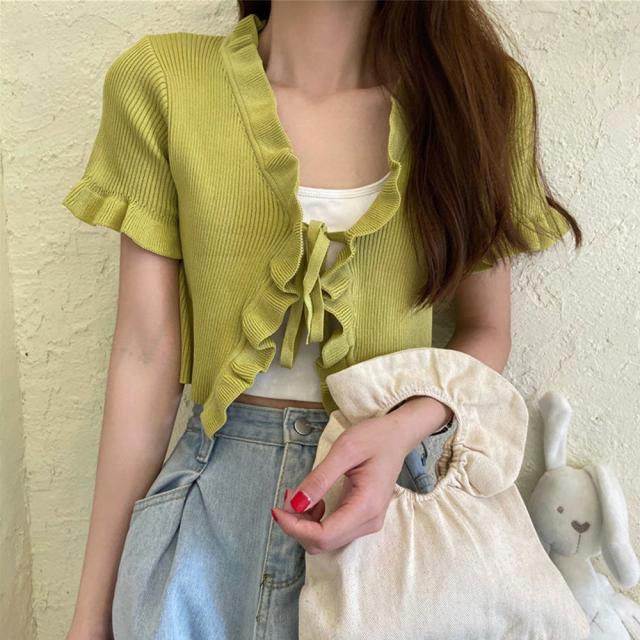 フリルカーディガン クロップドボレロ 夏 送料無料 即日発送-8