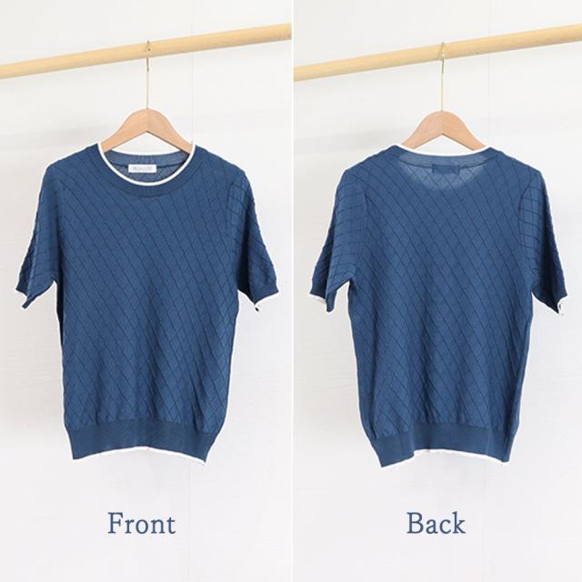 パイピング サマーニット レディース半袖 送料無料 即日発送-2