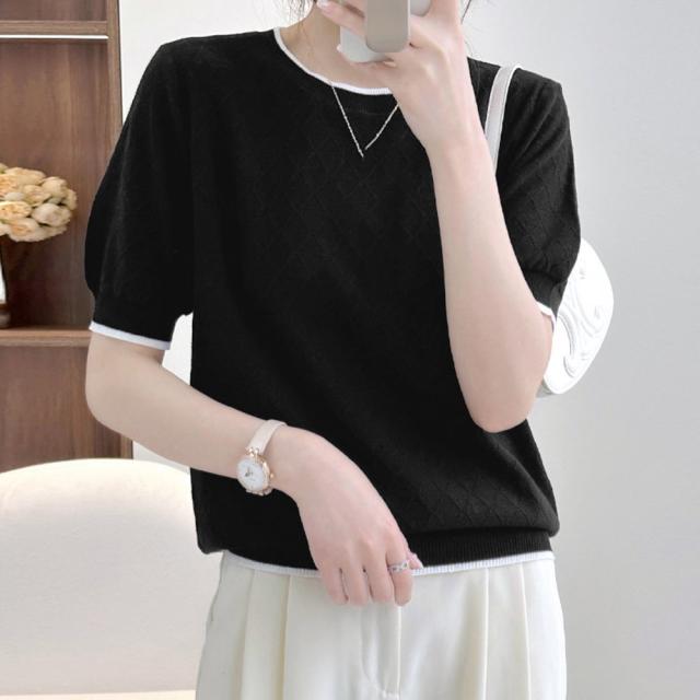 パイピング サマーニット レディース半袖 送料無料 即日発送-4