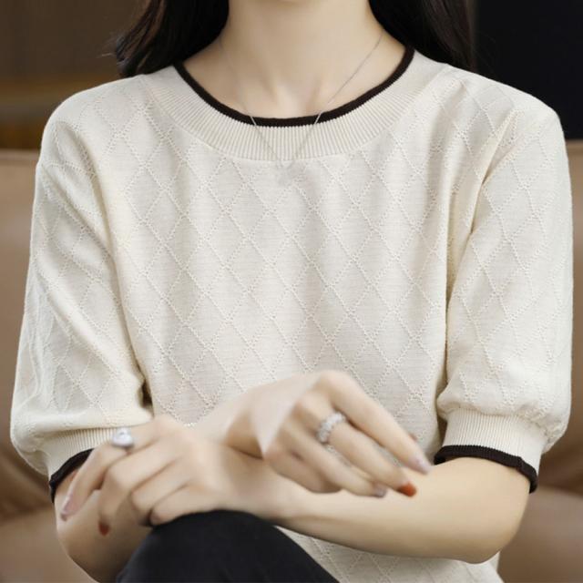 パイピング サマーニット レディース半袖 送料無料 即日発送-6