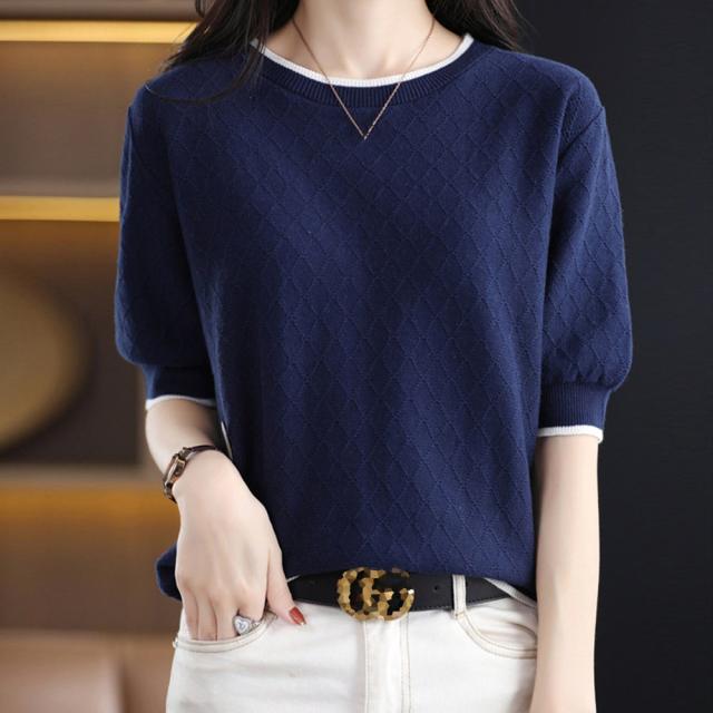 パイピング サマーニット レディース半袖 送料無料 即日発送-7