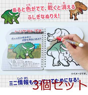 水ぬりえ わくわく恐竜図鑑 3個セット 送料無料-5