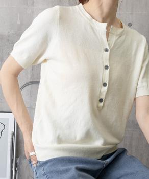 サマーニット Vネックニットトップス 送料無料 即日発送-3